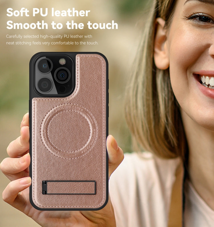 For iPhone 16 Plus Multi-function Holder MagSafe PU Phone Case