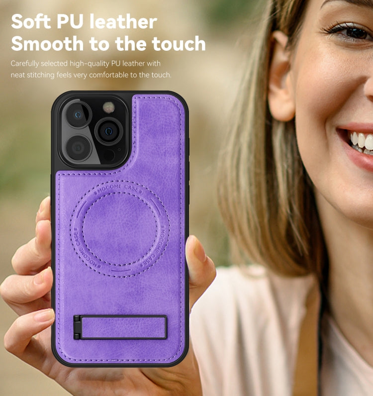 For iPhone 16 Plus Multi-function Holder MagSafe PU Phone Case