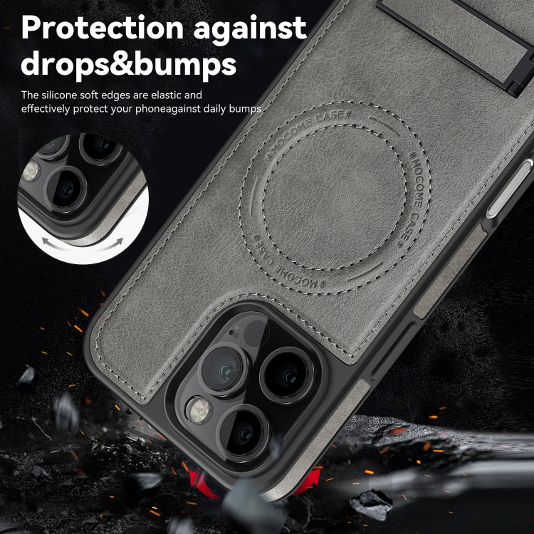 For iPhone 16 Multi-function Holder MagSafe PU Phone Case
