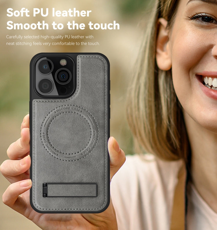 For iPhone 16 Multi-function Holder MagSafe PU Phone Case