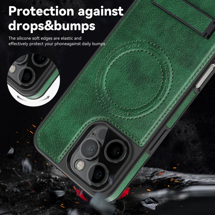 For iPhone 16 Multi-function Holder MagSafe PU Phone Case