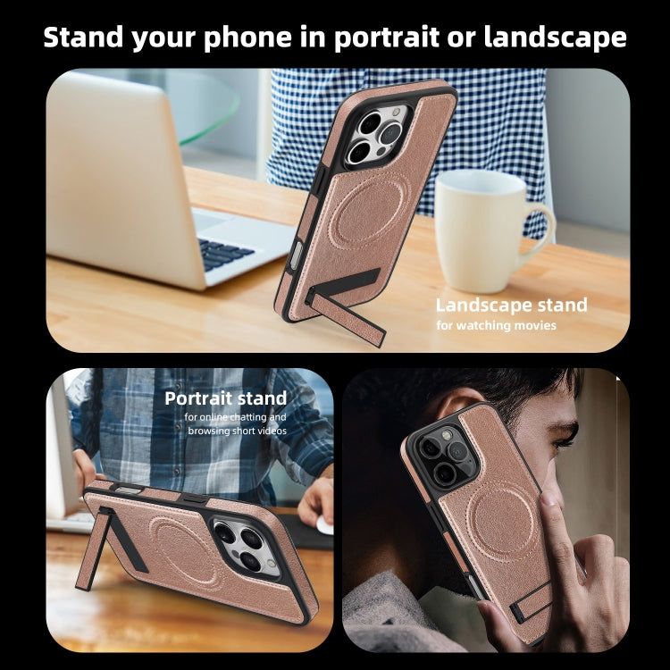 For iPhone 16 Multi-function Holder MagSafe PU Phone Case