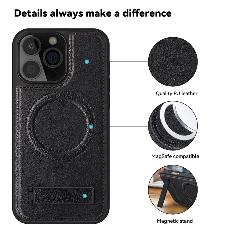 For iPhone 16 Multi-function Holder MagSafe PU Phone Case