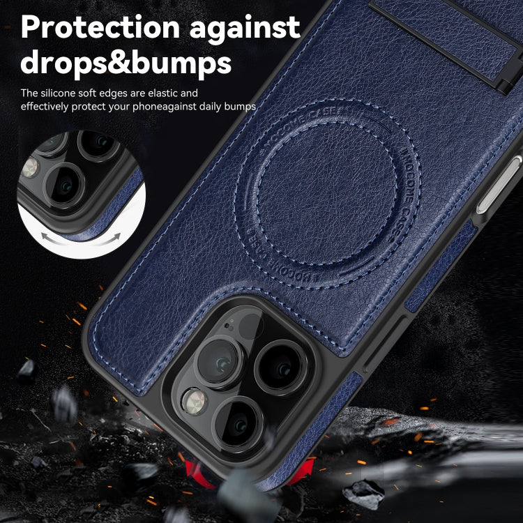 For iPhone 16 Multi-function Holder MagSafe PU Phone Case