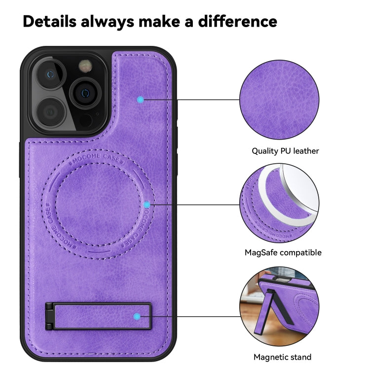 For iPhone 16 Multi-function Holder MagSafe PU Phone Case