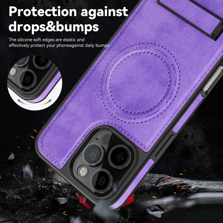 For iPhone 16 Multi-function Holder MagSafe PU Phone Case