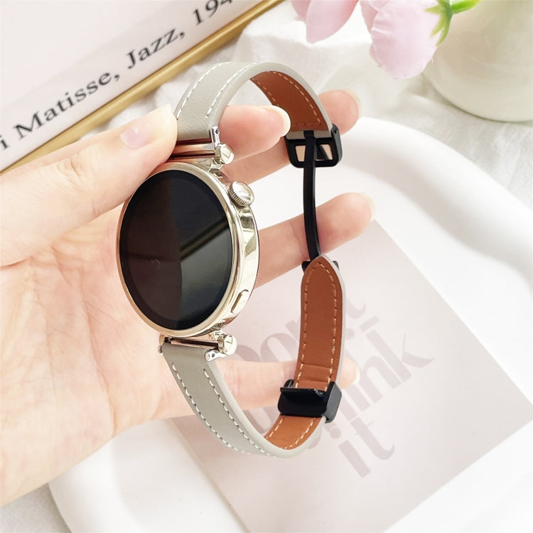 For Garmin Forerunner 55 Slim Magnetic Buckle 20mm Microfiber Leather Watch Band