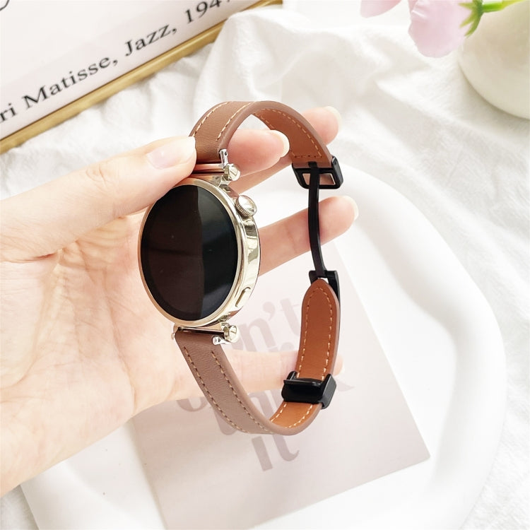 For Garmin Forerunner 245 Slim Magnetic Buckle 20mm Microfiber Leather Watch Band
