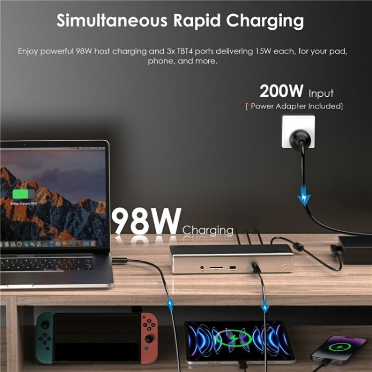 WAVLINK UTD41 PRO RJ45 / Audio / SD Card Reader 15-in-1 Thunderbolt 4 Docking Station, Plug:EU Plug