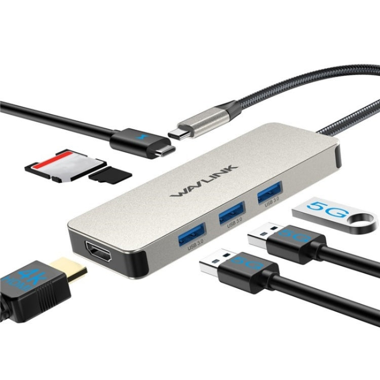 WAVLINK UHP3416 7-in-1 PD100W Charging SD / TF Card Reader 4K HD Type-C Docking Station