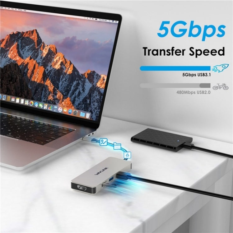 WAVLINK UHP3416 7-in-1 PD100W Charging SD / TF Card Reader 4K HD Type-C Docking Station