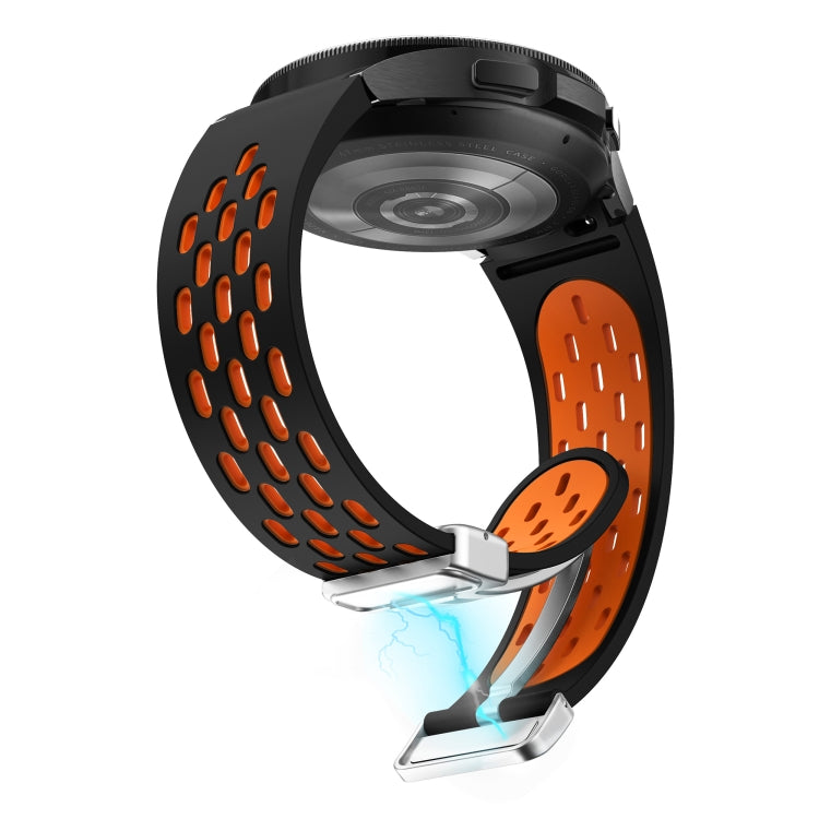 For Samsung Galaxy Watch FE 40mm Two Color Magnetic Folding Silver Buckle Silicone Watch Band