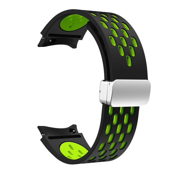 For Samsung Galaxy Watch 5 40 / 44mm Two Color Magnetic Folding Silver Buckle Silicone Watch Band