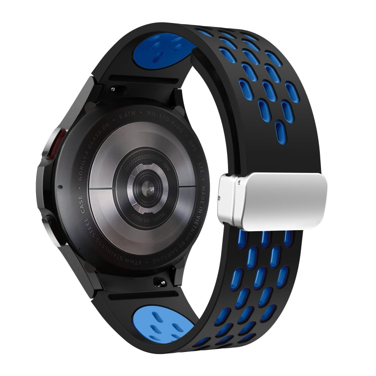 For Samsung Galaxy Watch 5 Pro 45mm Two Color Magnetic Folding Silver Buckle Silicone Watch Band