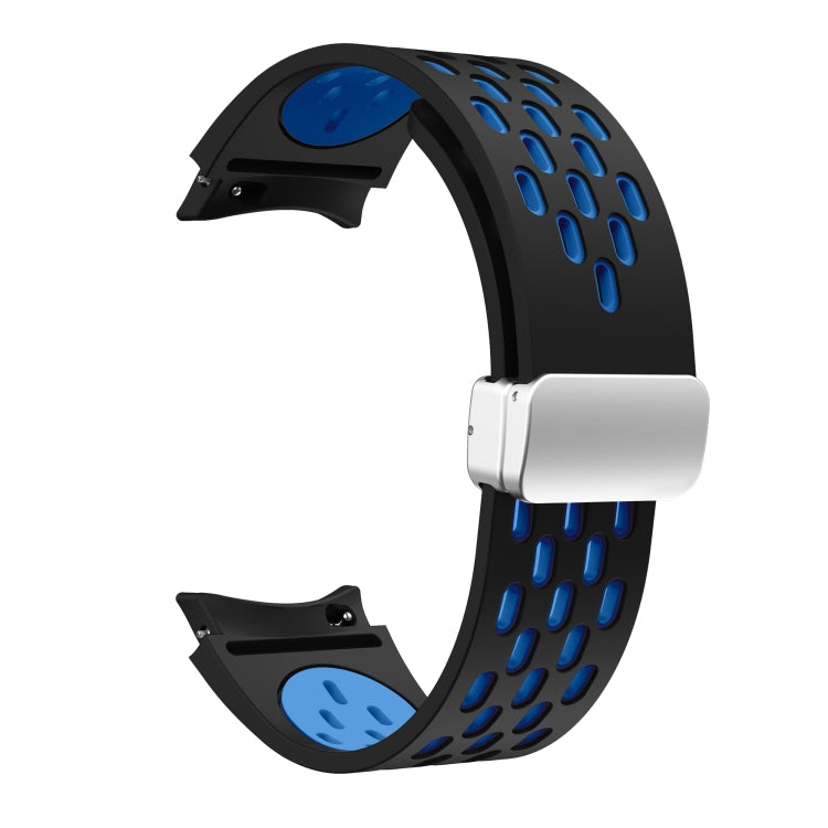 For Samsung Galaxy Watch 5 Pro 45mm Two Color Magnetic Folding Silver Buckle Silicone Watch Band