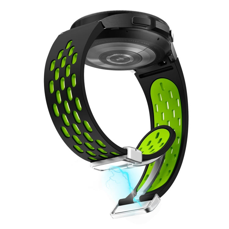For Samsung Galaxy Watch 5 Pro 45mm Two Color Magnetic Folding Silver Buckle Silicone Watch Band