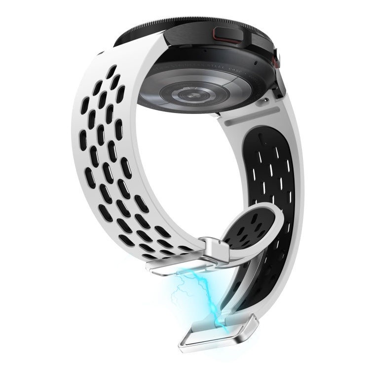 For Samsung Galaxy Watch Active 2 Two Color Magnetic Folding Silver Buckle Silicone Watch Band