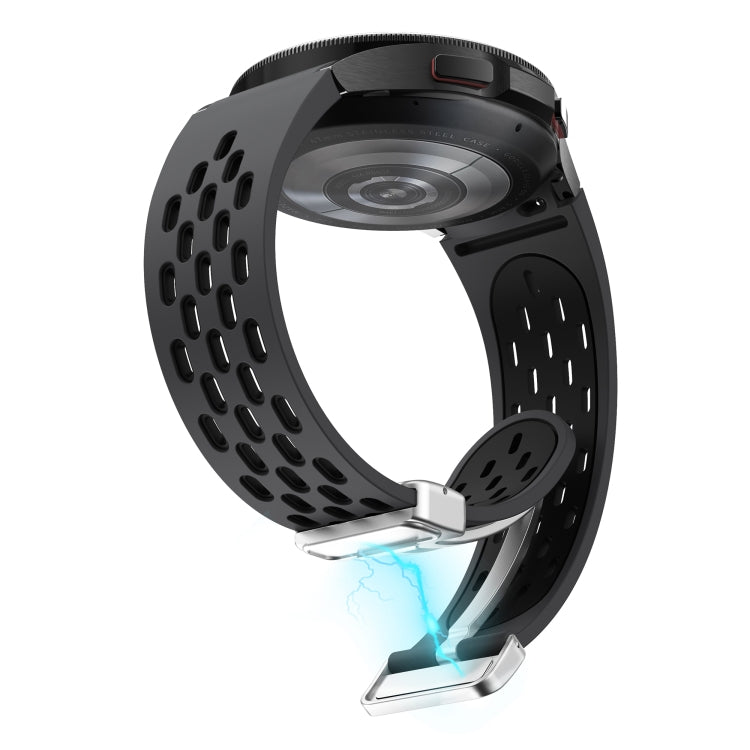 For Samsung Galaxy Watch Active 2 Two Color Magnetic Folding Silver Buckle Silicone Watch Band