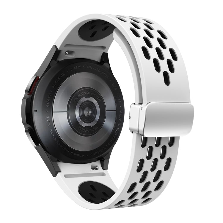 For Samsung Galaxy Watch 3 41mm Two Color Magnetic Folding Silver Buckle Silicone Watch Band