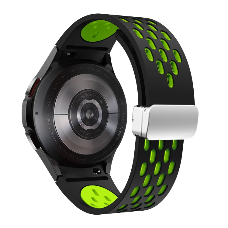 For Samsung Galaxy Watch 3 41mm Two Color Magnetic Folding Silver Buckle Silicone Watch Band