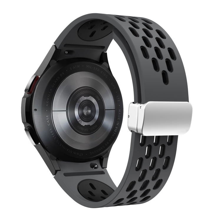For Samsung Galaxy Watch 3 41mm Two Color Magnetic Folding Silver Buckle Silicone Watch Band