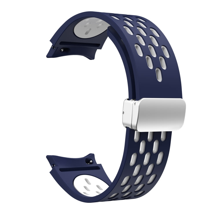 For Samsung Galaxy Watch 3 41mm Two Color Magnetic Folding Silver Buckle Silicone Watch Band