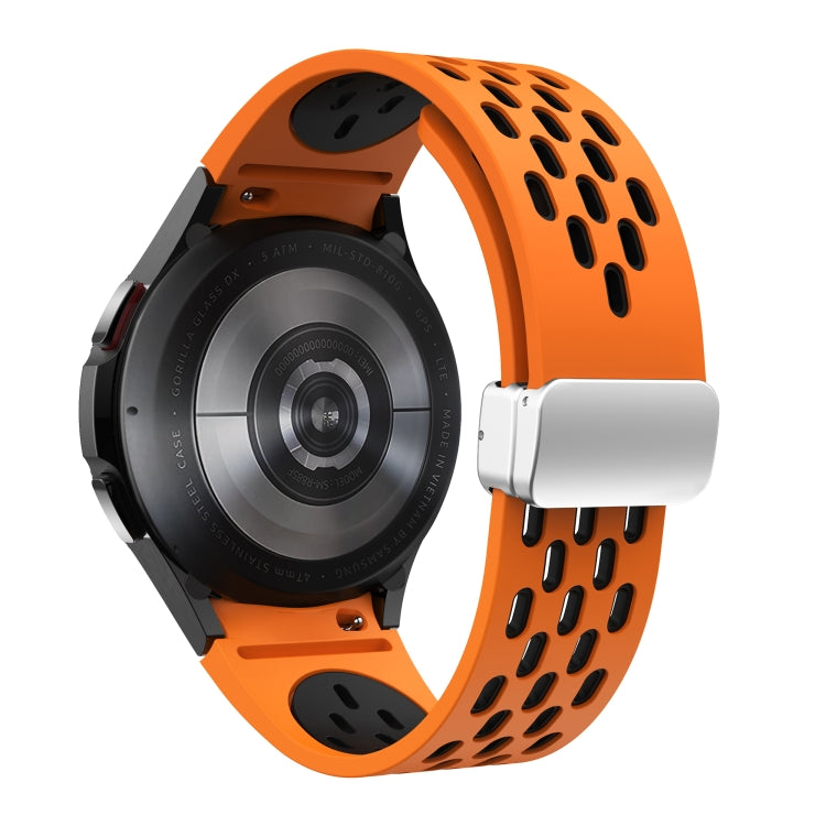 For Samsung Galaxy Watch Active Two Color Magnetic Folding Silver Buckle Silicone Watch Band