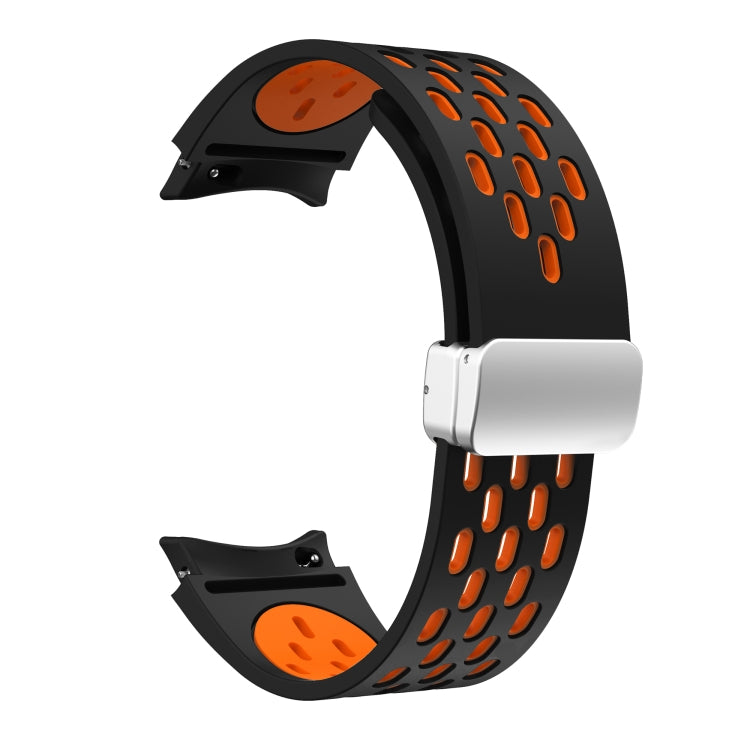 For Samsung Galaxy Watch Active Two Color Magnetic Folding Silver Buckle Silicone Watch Band
