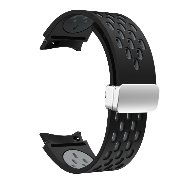 For Samsung Galaxy Watch Active Two Color Magnetic Folding Silver Buckle Silicone Watch Band