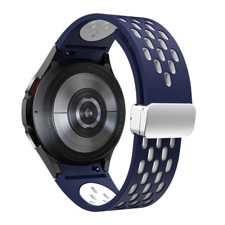 For Samsung Galaxy Watch Active Two Color Magnetic Folding Silver Buckle Silicone Watch Band
