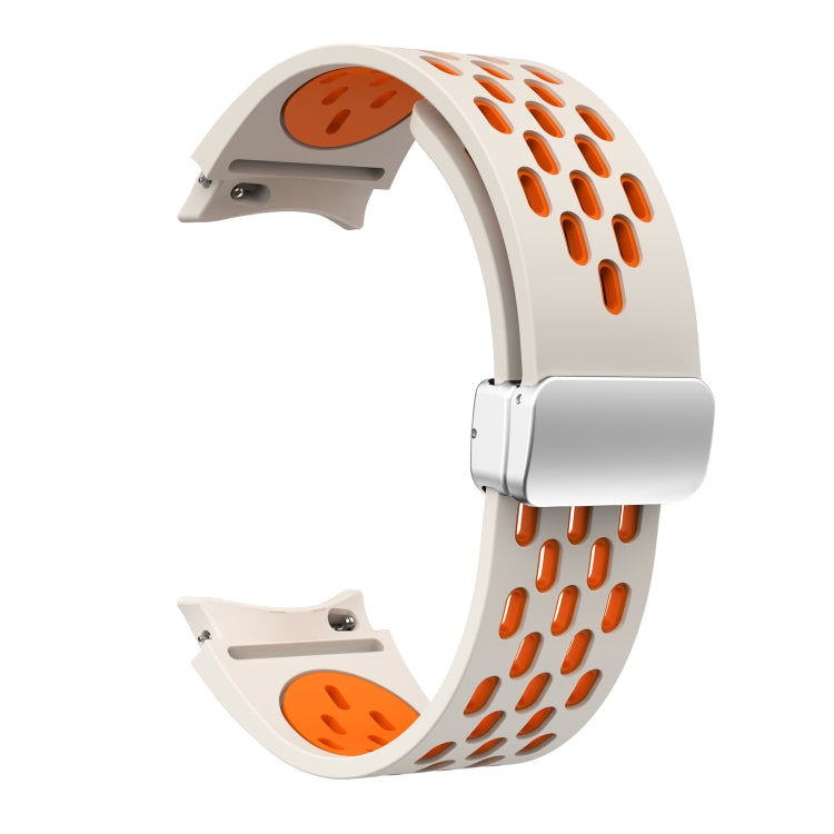 For Samsung Galaxy Watch Active Two Color Magnetic Folding Silver Buckle Silicone Watch Band