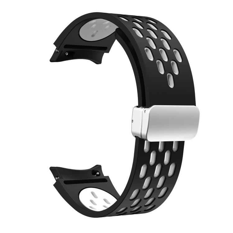 For Samsung Galaxy Watch 42mm Two Color Magnetic Folding Silver Buckle Silicone Watch Band