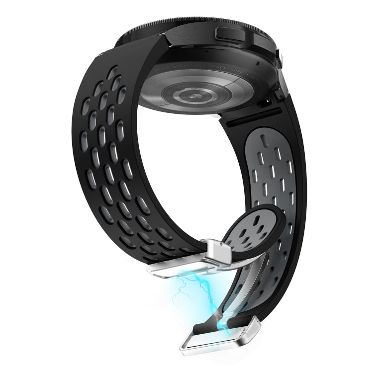 For Samsung Galaxy Watch 42mm Two Color Magnetic Folding Silver Buckle Silicone Watch Band