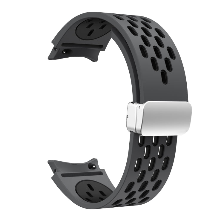 For Samsung Galaxy Watch 42mm Two Color Magnetic Folding Silver Buckle Silicone Watch Band