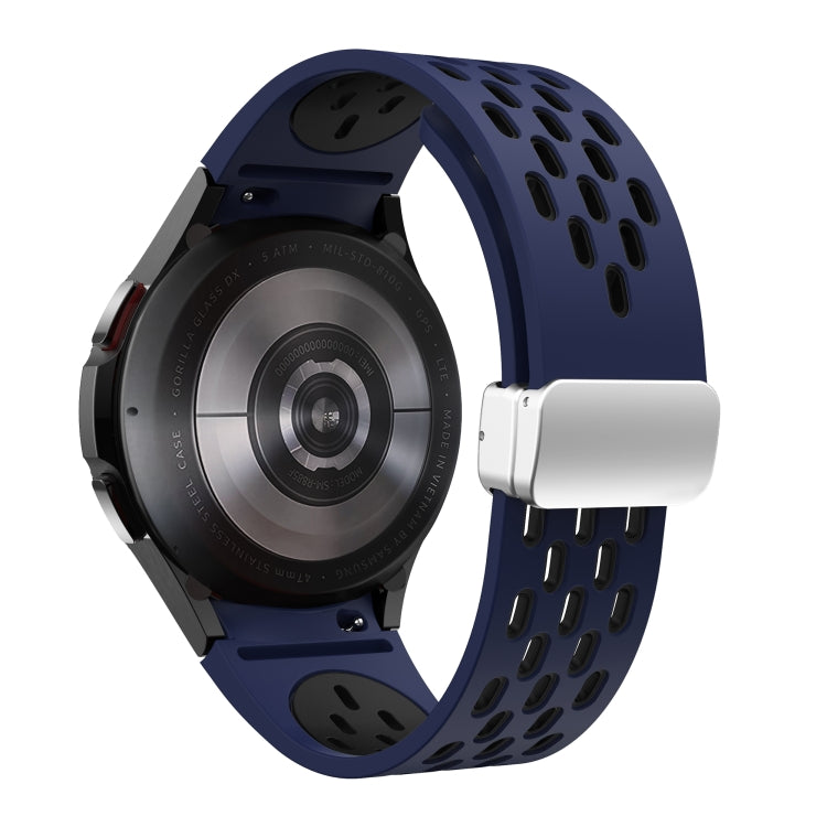 For Samsung Galaxy Watch 42mm Two Color Magnetic Folding Silver Buckle Silicone Watch Band