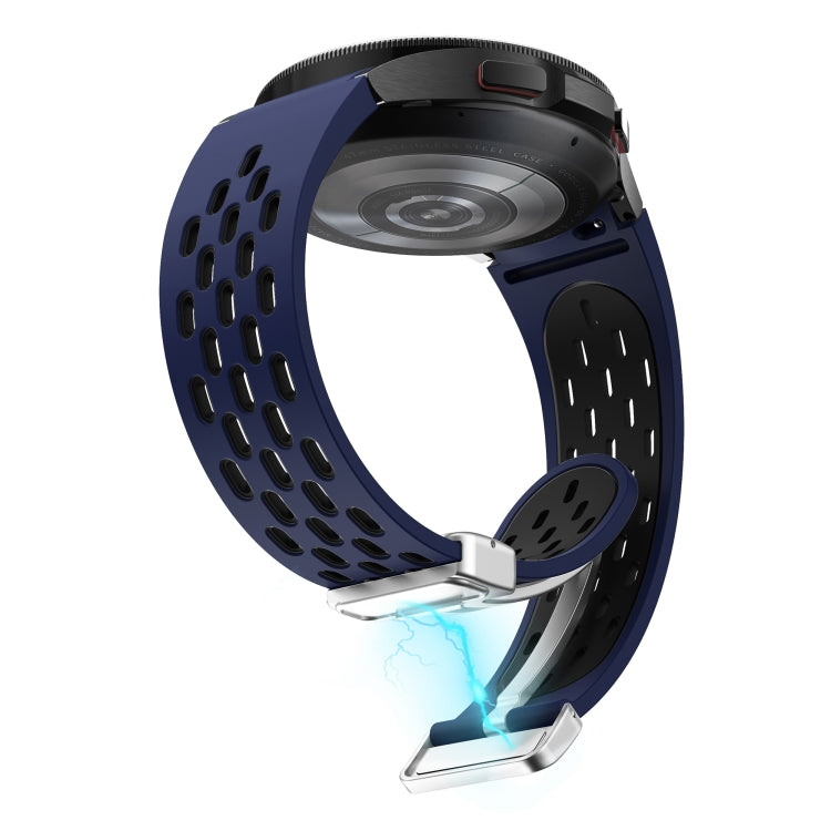 For Samsung Galaxy Watch 42mm Two Color Magnetic Folding Silver Buckle Silicone Watch Band
