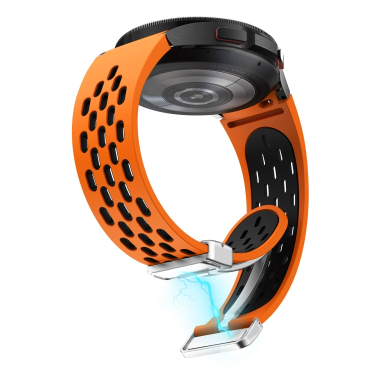 For Samsung Gear S2 Classic Two Color Magnetic Folding Silver Buckle Silicone Watch Band
