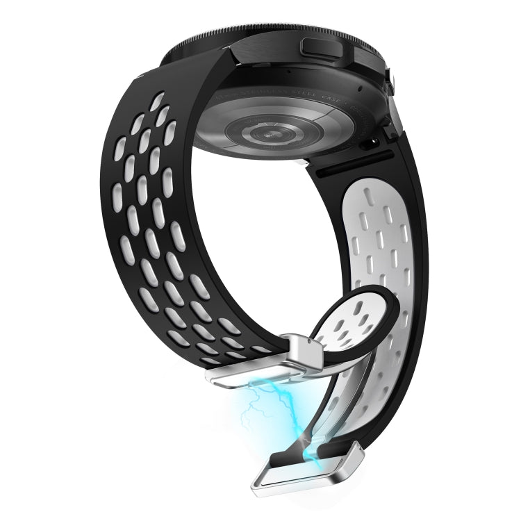 For Samsung Gear S2 Classic Two Color Magnetic Folding Silver Buckle Silicone Watch Band