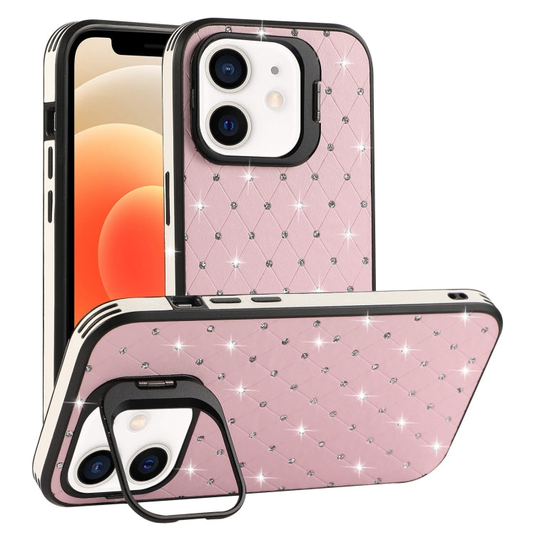 For iPhone 12 Starry Bling Diamonds Lens Holder Phone Case