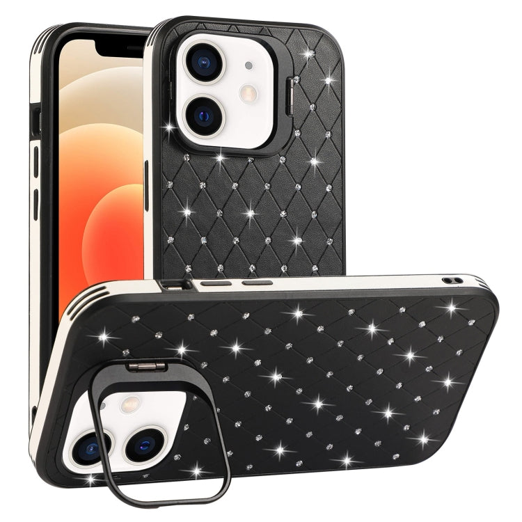 For iPhone 12 Starry Bling Diamonds Lens Holder Phone Case