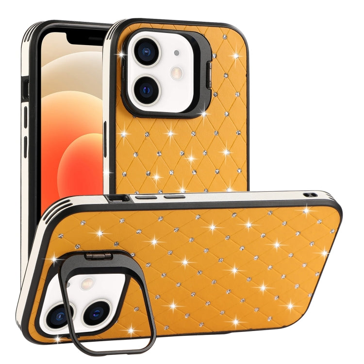 For iPhone 12 Starry Bling Diamonds Lens Holder Phone Case