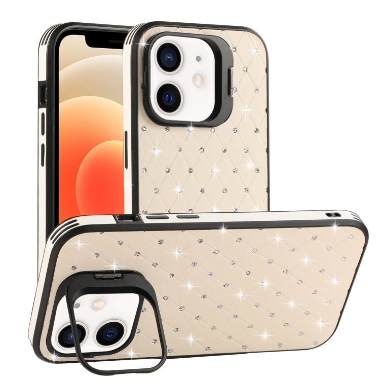 For iPhone 12 Starry Bling Diamonds Lens Holder Phone Case
