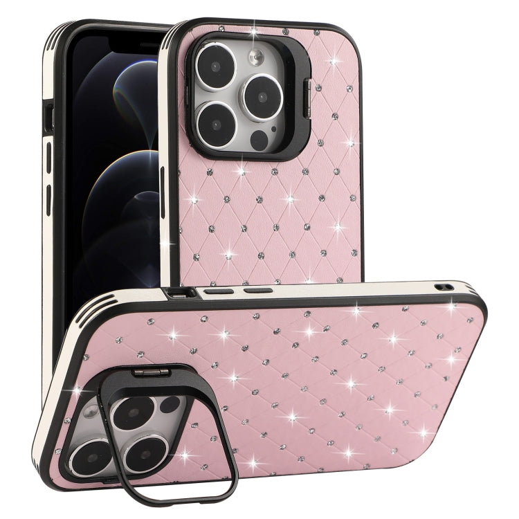 For iPhone 12 Pro Starry Bling Diamonds Lens Holder Phone Case