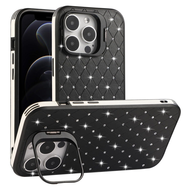 For iPhone 12 Pro Starry Bling Diamonds Lens Holder Phone Case