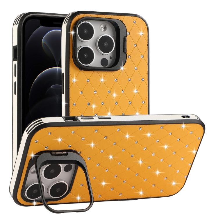 For iPhone 12 Pro Starry Bling Diamonds Lens Holder Phone Case