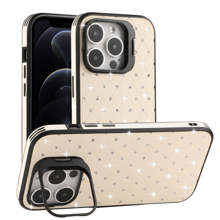 For iPhone 12 Pro Starry Bling Diamonds Lens Holder Phone Case