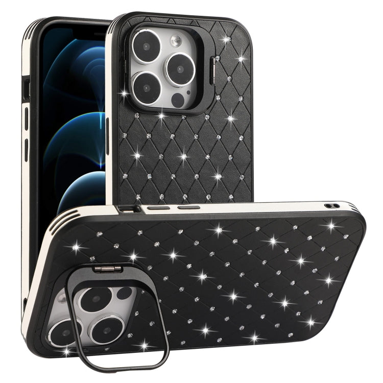 For iPhone 12 Pro Max Starry Bling Diamonds Lens Holder Phone Case