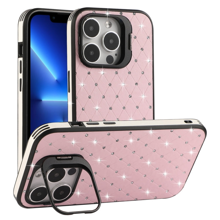 For iPhone 13 Pro Starry Bling Diamonds Lens Holder Phone Case