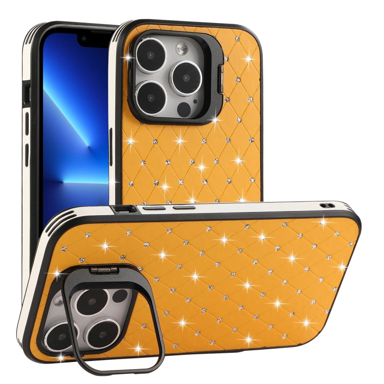 For iPhone 13 Pro Starry Bling Diamonds Lens Holder Phone Case