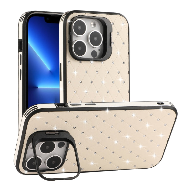 For iPhone 13 Pro Starry Bling Diamonds Lens Holder Phone Case